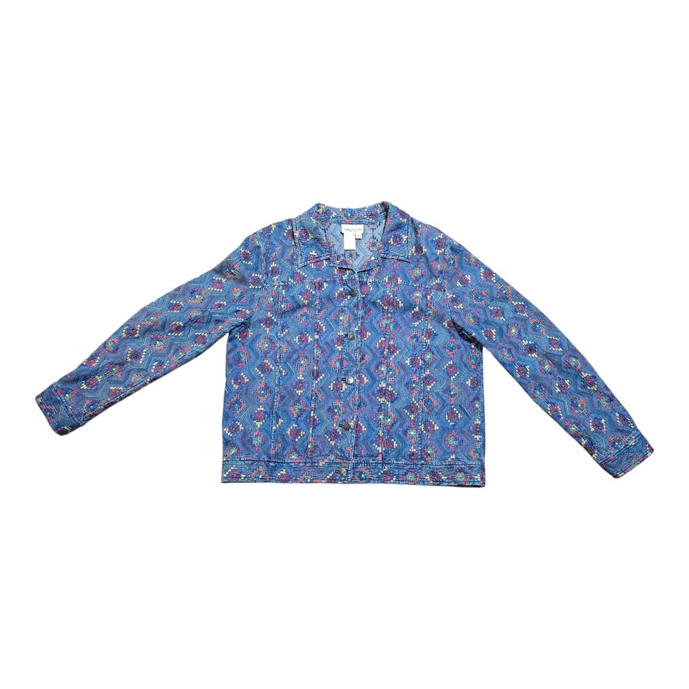 Vintage All Embroidered Long Sleeve Denim Shirt Cold Water Creek Button Down